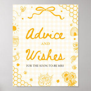 Yellow Gingham Honey Bee Advice and Wishes Sign