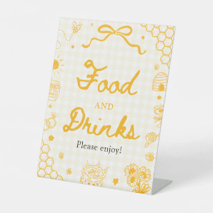 Yellow Gingham Honey Bee Food and Drinks Sign
