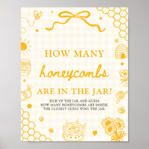 Yellow Gingham Honey Bee Guess How Many Honeycombs Poster