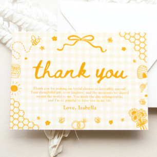 Yellow Gingham Honey Bee Honeycomb Thank You Card