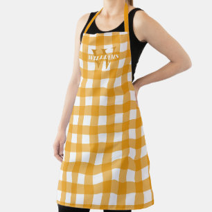 Yellow Gingham Name & Initial Apron