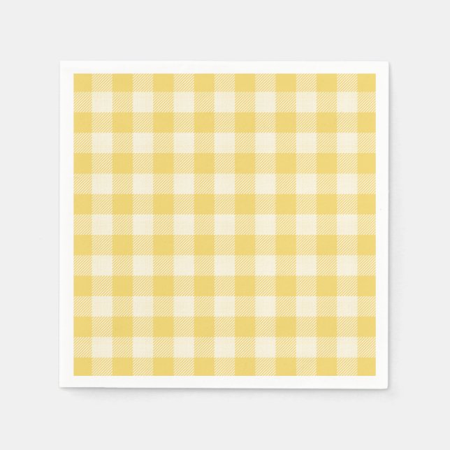 Yellow Gingham Oh Baby Collection Paper Napkins (Front)