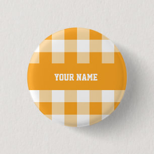 Yellow Gingham Pattern 3 Cm Round Badge
