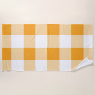 Yellow Gingham Pattern Beach Towel