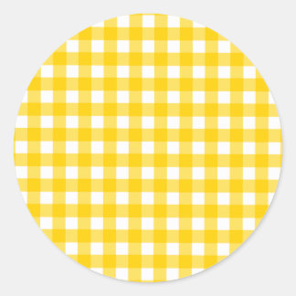 Yellow Gingham Pattern Classic Round Sticker
