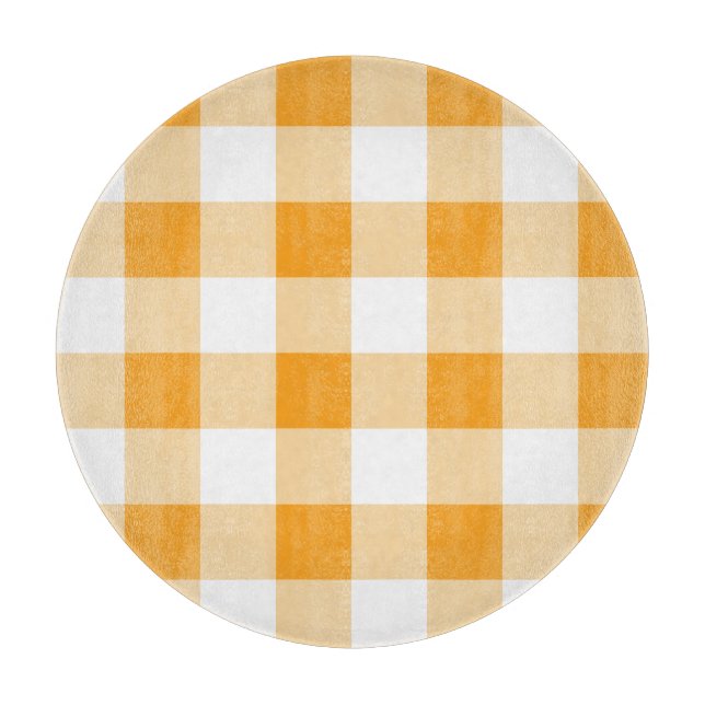 Yellow Gingham Pattern Cutting Board (Front)