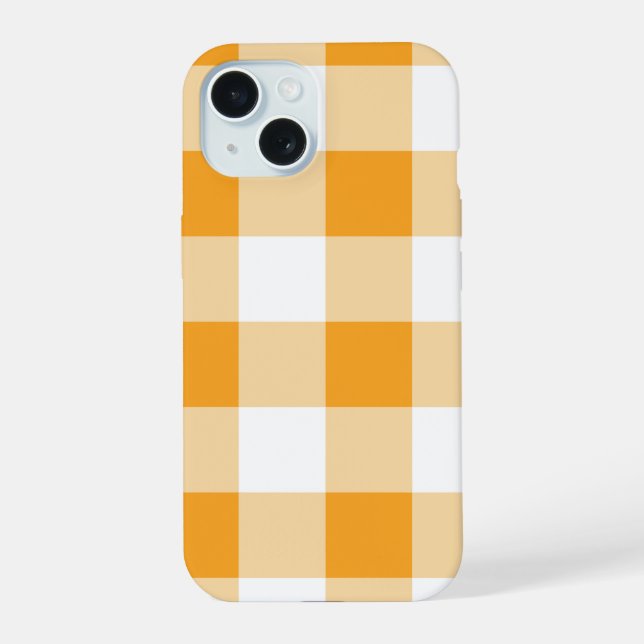 Yellow Gingham Pattern  iPhone 15 Case (Back)