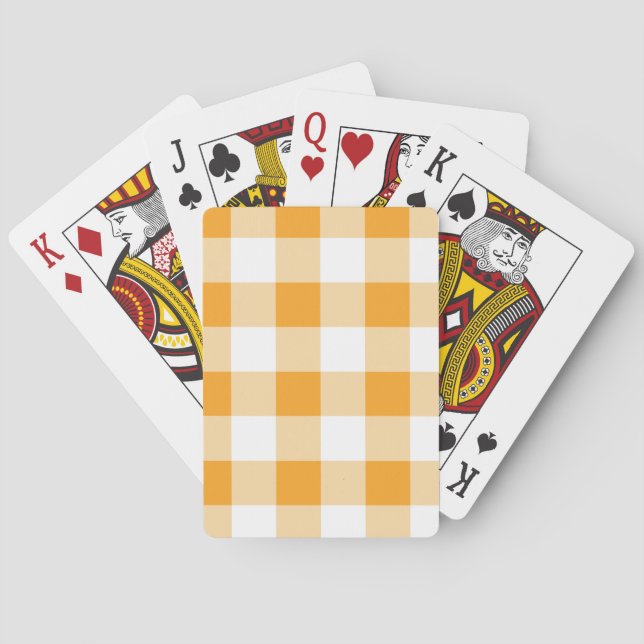 Yellow Gingham Pattern Playing Cards (Back)