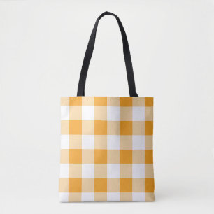 Yellow Gingham Pattern Tote Bag