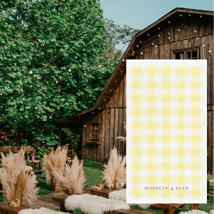 Yellow Gingham Personalised Names Wedding Napkin