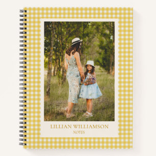 Yellow Gingham Photo Personalised Notes Journal