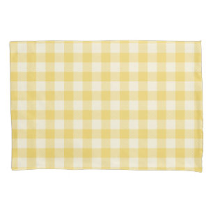 Yellow Gingham Plaid and Houndstooth Pillowcase