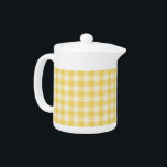 Yellow Gingham Plaid Teapot<br><div class="desc">Yellow and white gingham plaid. If you would like this in a different colour,  click the "Customise"  button above and change the yellow to any colour you like. You can find additional coordinating items in the collection available in our shop!</div>