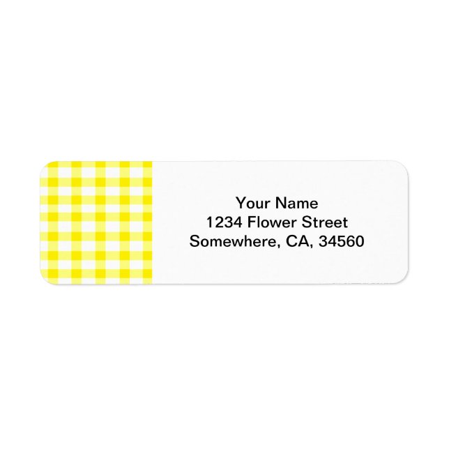 Yellow Gingham Return Address Label (Front)