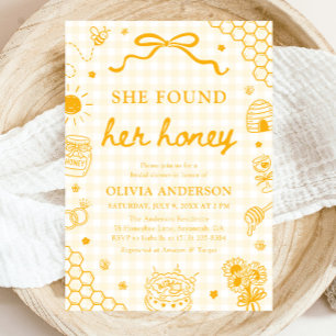 Yellow Gingham She Found Her Honey Bridal Shower Invitation