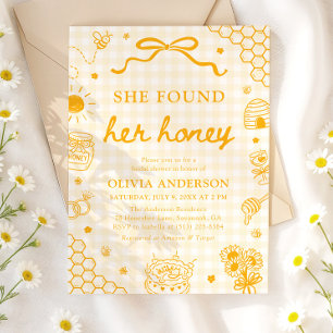 Yellow Gingham She Found Her Honey Bridal Shower Invitation