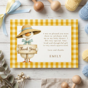 Yellow Gingham Silly Goose Baby Shower Thank You Invitation