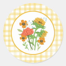 Yellow Gingham Sunflower Sticker