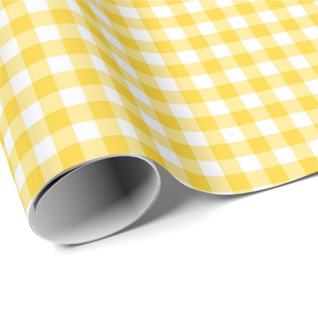 Yellow gingham Wrapping Paper Grandmillennial (Roll Corner)