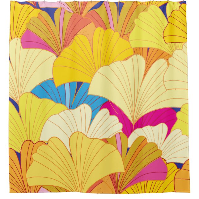 Yellow gingko leaves, seamless pattern. shower curtain (Front)
