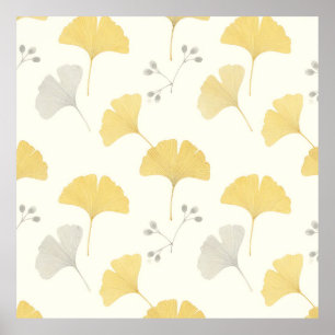 Yellow Ginkgo Fan Leaves Repeat Poster