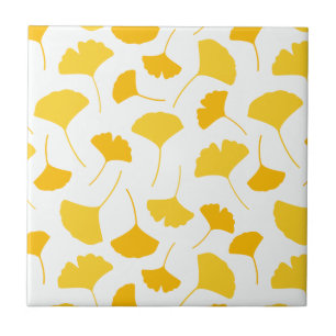 Yellow Ginkgo Leaf Pattern Ceramic Tile