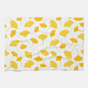 Yellow Ginkgo Leaf Pattern Tea Towel