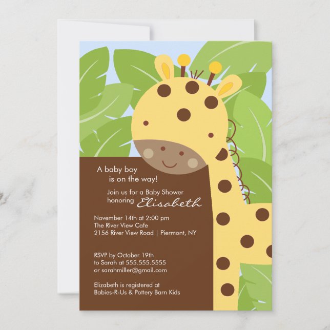Yellow Giraffe Baby Shower Invitation (Front)