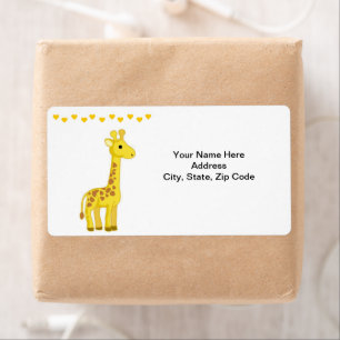 Yellow Giraffe Hearts   Labels