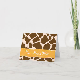 Yellow Giraffe Print Note Cards Personalised