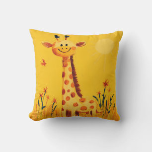 Yellow Giraffe Sunny Safari Kids Room Nursery Cushion