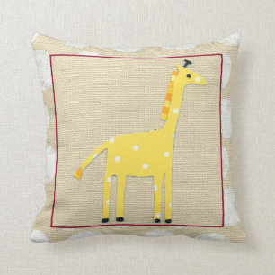 Yellow Giraffe with White Polka Dots Cushion