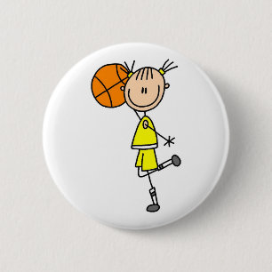 Yellow Girl Basketball Player T-shirts and Gifts 6 Cm Round Badge