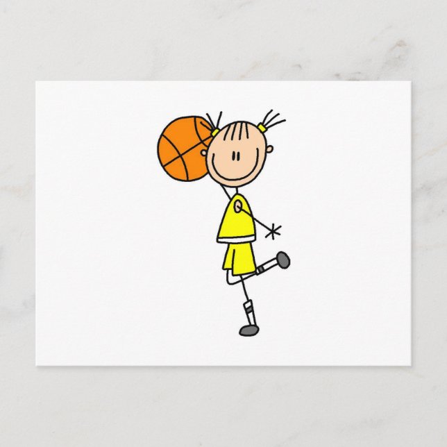 Yellow Girl Basketball Player T-shirts and Gifts Postcard (Front)