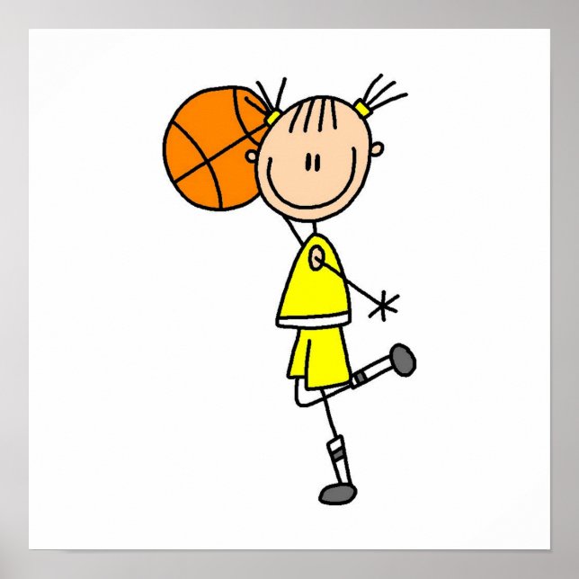 Yellow Girl Basketball Player T-shirts and Gifts Poster (Front)