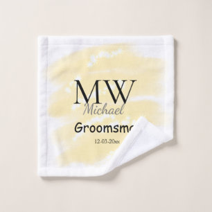 Yellow glitter add your name groomsmen gift throw  bath towel set
