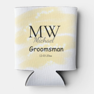 Yellow glitter add your name groomsmen gift throw can cooler