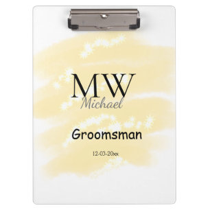 Yellow glitter add your name groomsmen gift throw clipboard