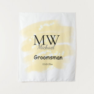 Yellow glitter add your name groomsmen gift throw tapestry