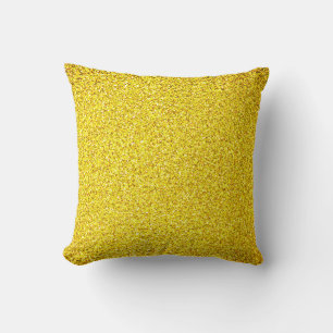 Yellow Glitter Gold Sparkle Patterns Glam Elegant Cushion