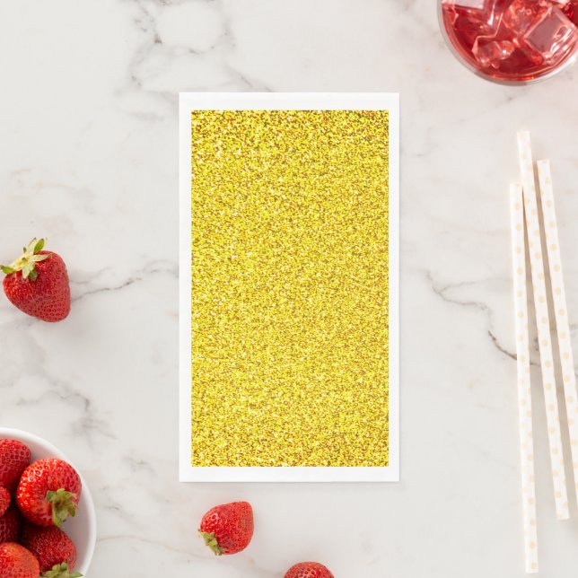 Yellow Glitter Gold Sparkle Weddings Birthday 2022 Napkin (Insitu)