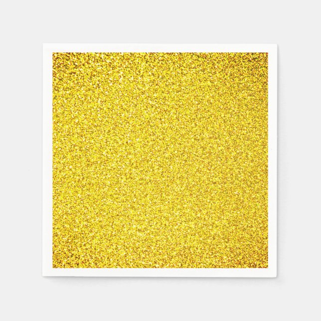Yellow Glitter Gold Sparkle Weddings Birthdays Napkin (Front)