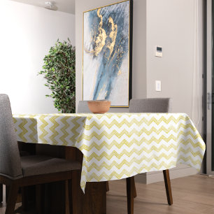 Yellow Glitter Grunge Chevron Tablecloth