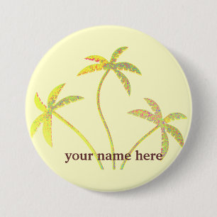 Yellow Glitter Palm Tree Name badge