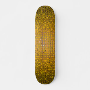 Yellow Glitter Sequin Disco Old School Skateboard