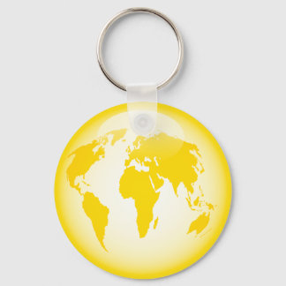 Yellow Glossy Globe Key Ring