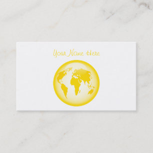 Yellow Glossy Globe, Your Name Here Business Card