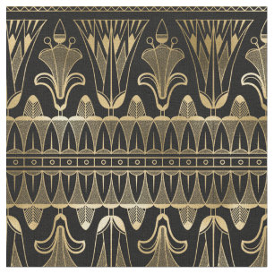 Yellow Gold and Black Art Deco Fabric