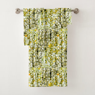 Yellow Gold and Black Cheetah Print Towel Set 