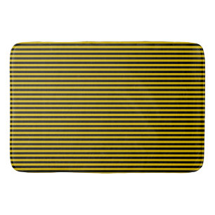 Yellow Gold and Black Plaid Striped Bath Mat